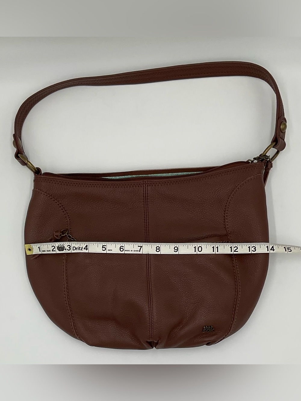 The Sak Rich Brown Pebbled Leather Hobo Bag with Top Stitching Detail - Picture 7 of 14
